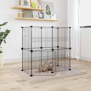 Gabbia per Animali 12 Pannelli con Porta Nero 70x35x70 cm