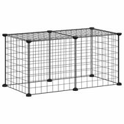 Gabbia per Animali Domestici 8 Pannelli Nero 70x35x35cm Acciaio