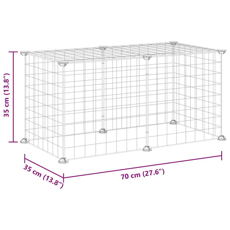 Gabbia per Animali Domestici 8 Pannelli Nero 70x35x35cm Acciaio