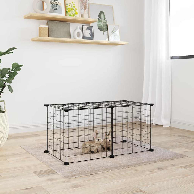 Gabbia per Animali Domestici 8 Pannelli Nero 70x35x35cm Acciaio