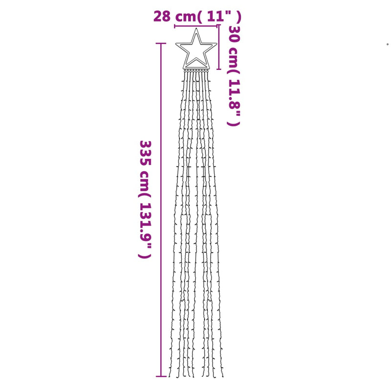 Illuminazione per Albero di Natale 320 LED Bianco Freddo 375 cm
