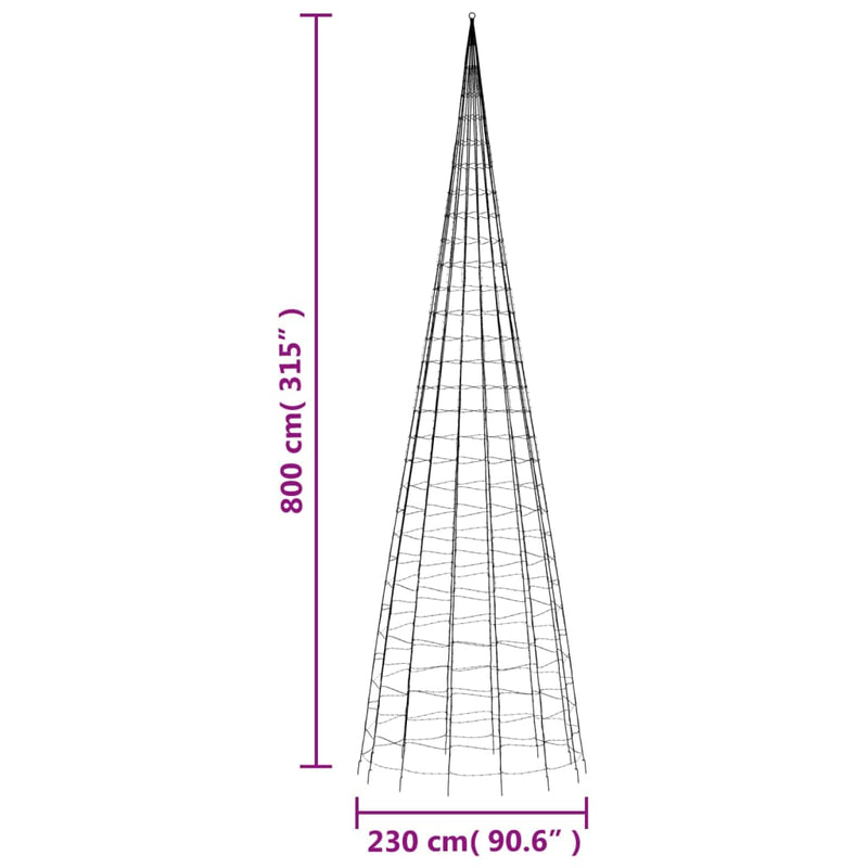 Albero di Natale a LED 3000 LED Bianco Freddo 800 cm