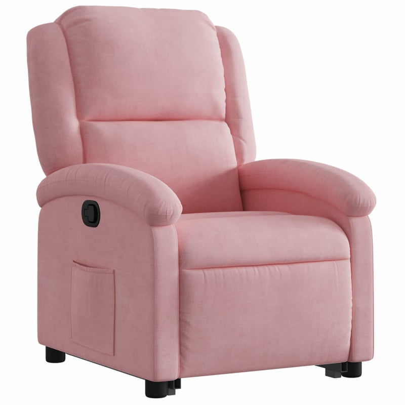 Poltrona Alzapersona Reclinabile Rosa in Velluto
