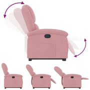 Poltrona Alzapersona Reclinabile Rosa in Velluto