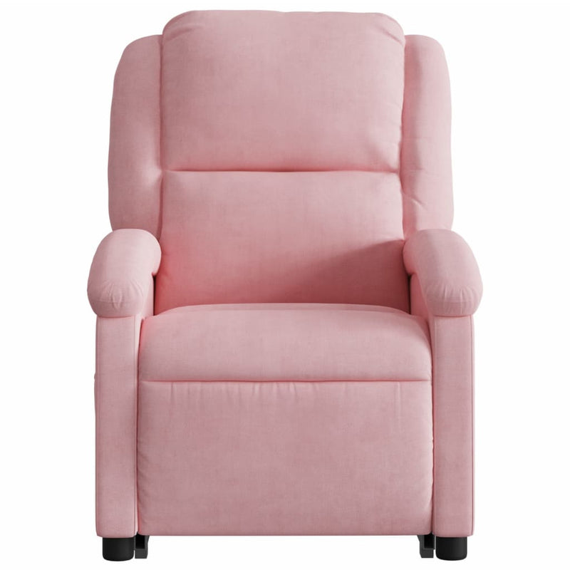 Poltrona Alzapersona Reclinabile Rosa in Velluto