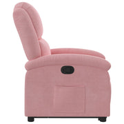 Poltrona Alzapersona Reclinabile Rosa in Velluto