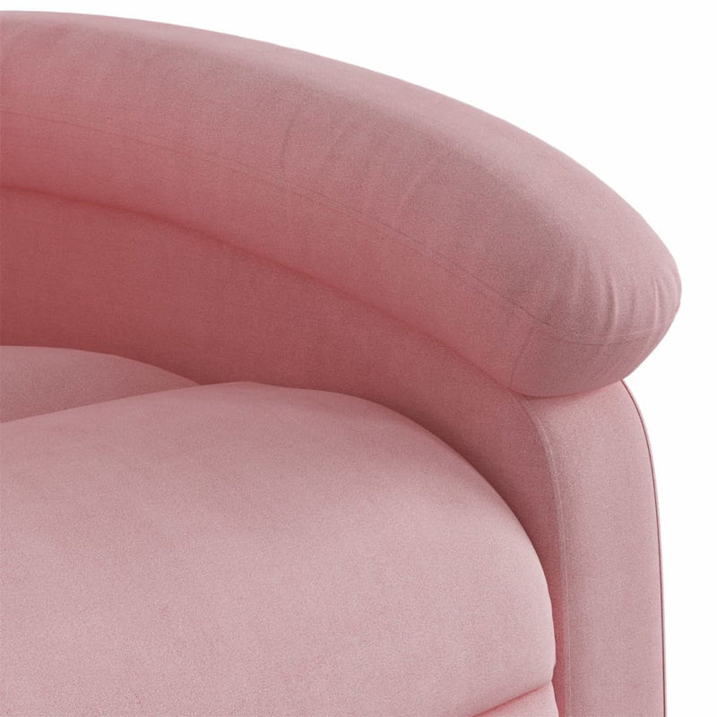 Poltrona Alzapersona Reclinabile Rosa in Velluto