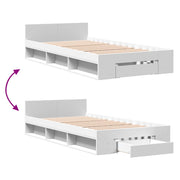 Giroletto con Cassetto Bianco 90x190 cm in Legno Multistrato