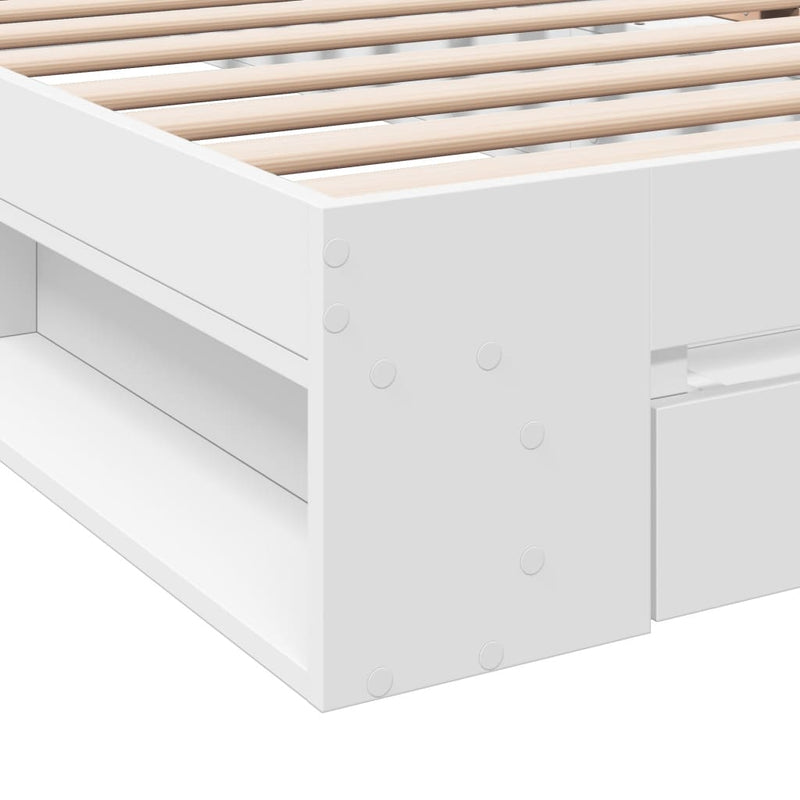 Giroletto con Cassetto Bianco 90x190 cm in Legno Multistrato