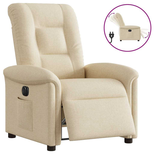 Poltrona Elettrica Reclinabile Crema in Tessuto