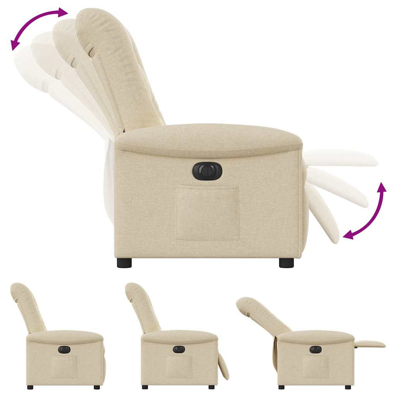 Poltrona Elettrica Reclinabile Crema in Tessuto