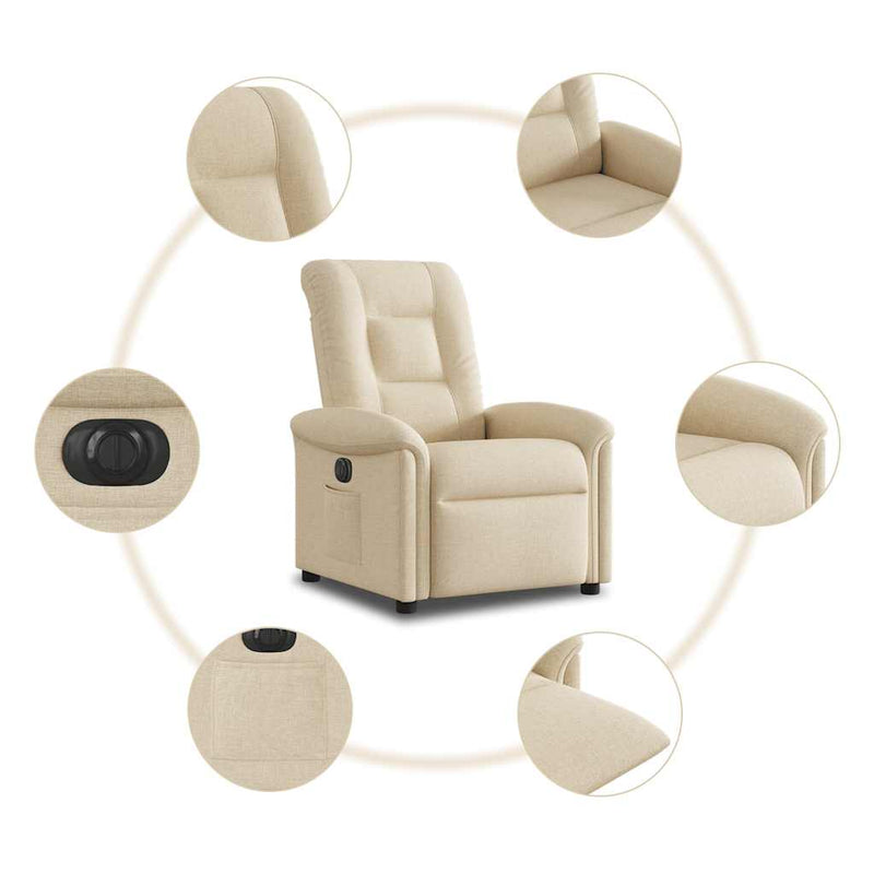 Poltrona Elettrica Reclinabile Crema in Tessuto