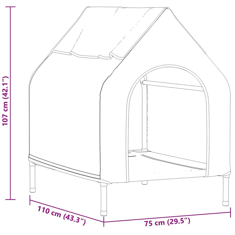 Casa per Animali Nero 110 x 75 x 90 cm Acciaio