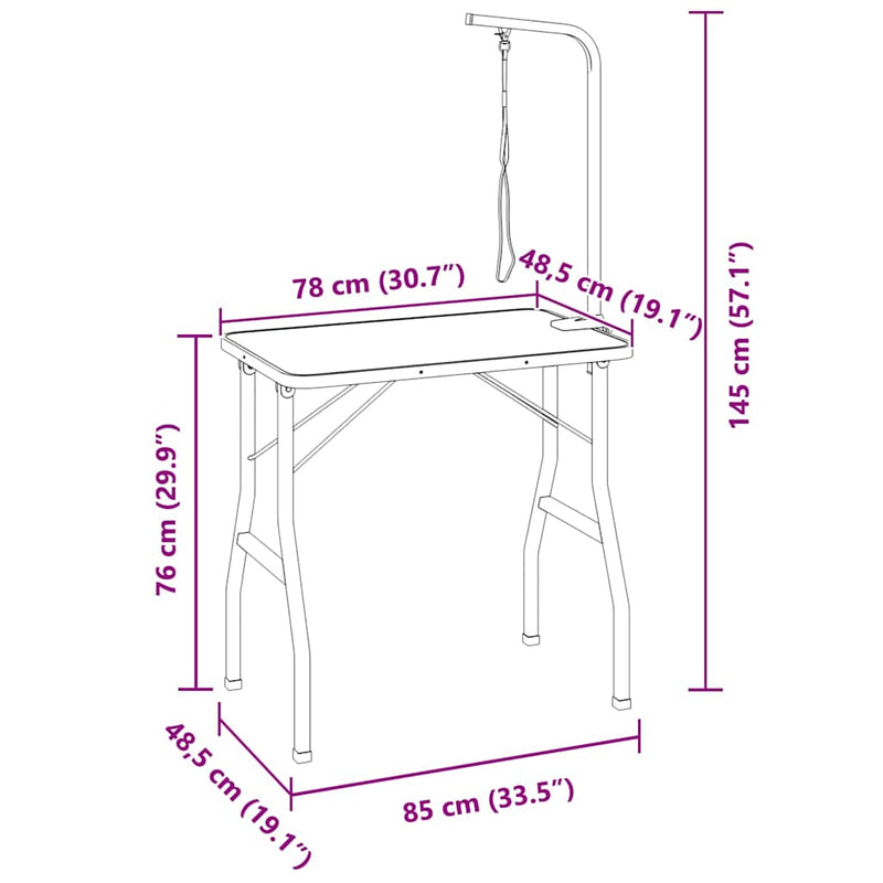 Tavolo Toelettatura Cani Gatti Animali Regolabile 1 Guinzaglio 84 x 48.5 x 145 cm