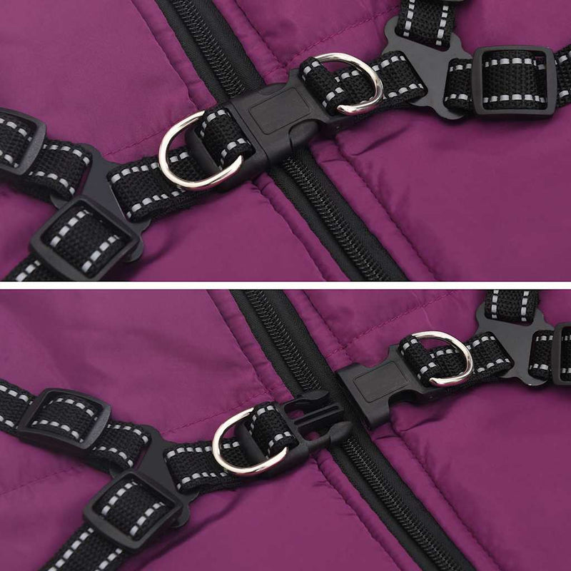 Cappotto Cani Imbracatura Impermeabile Riflettente Viola L48