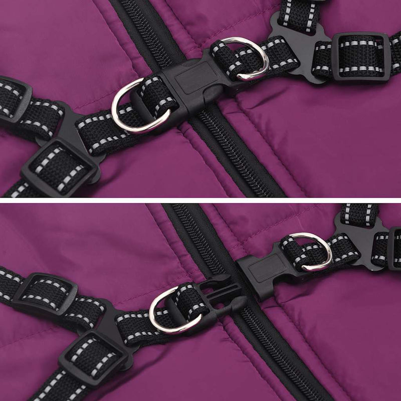 Cappotto Cani Imbracatura Impermeabile Riflettente Viola L68