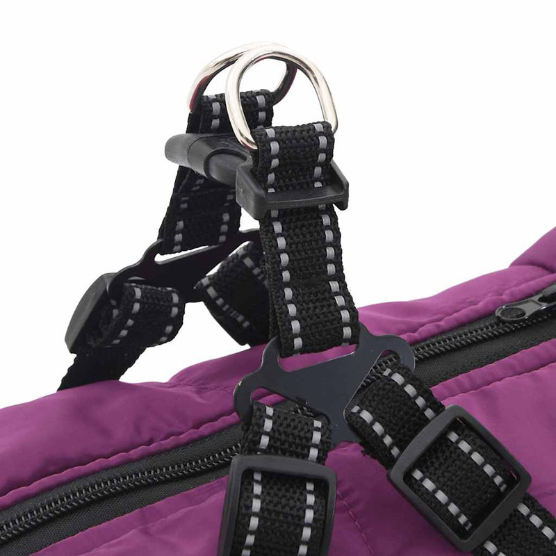 Cappotto Cani Imbracatura Impermeabile Riflettente Viola L68