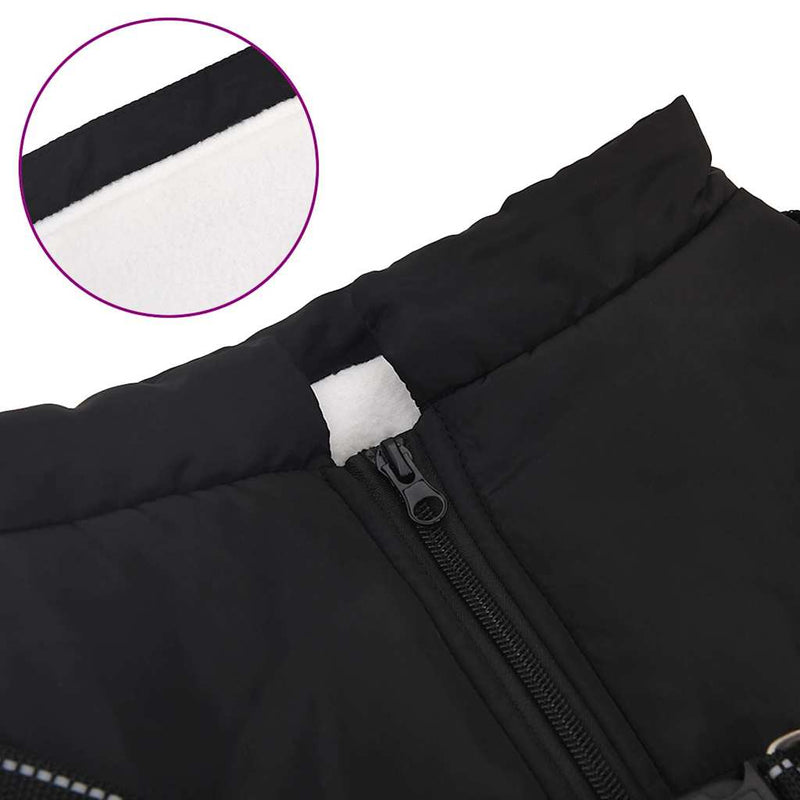 Cappotto Cani con Imbracatura Impermeabile Riflettente Nero L48