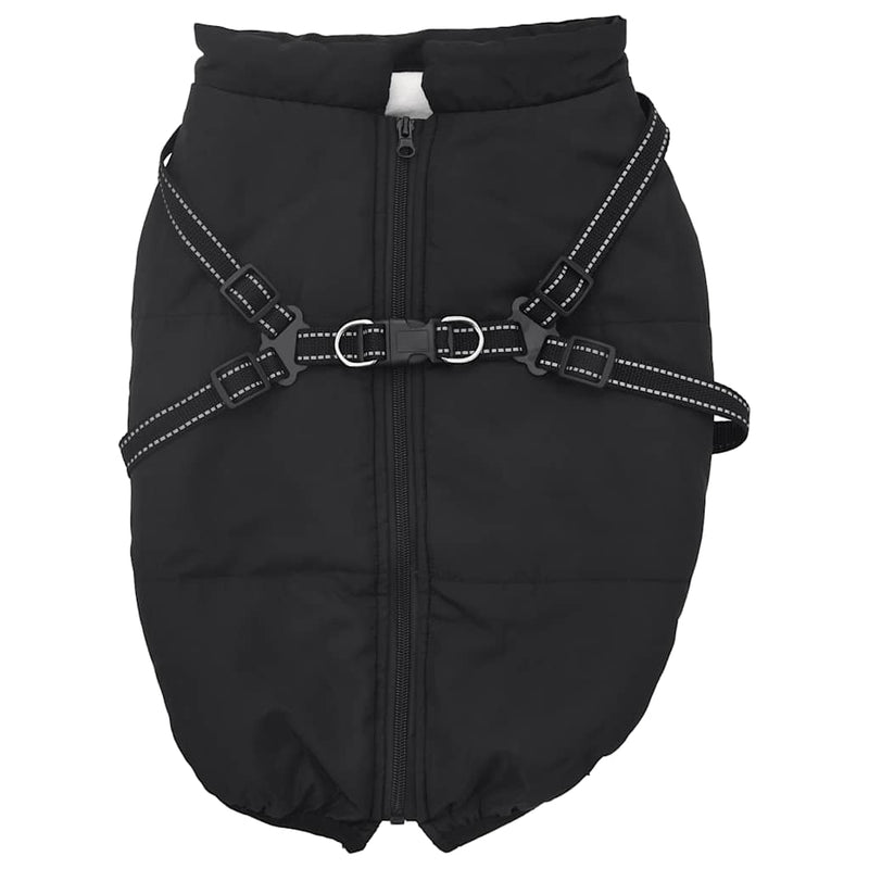 Cappotto Cani con Imbracatura Impermeabile Riflettente Nero L52