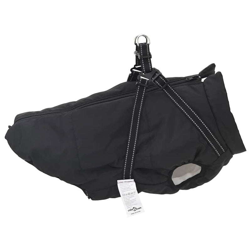 Cappotto Cani con Imbracatura Impermeabile Riflettente Nero L52