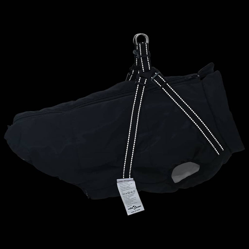 Cappotto Cani con Imbracatura Impermeabile Riflettente Nero L52