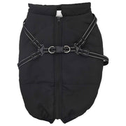 Cappotto Cani con Imbracatura Impermeabile Riflettente Nero L68