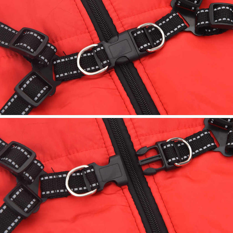 Cappotto Cani Imbracatura Impermeabile Riflettente Rosso L44
