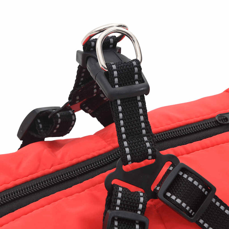 Cappotto Cani Imbracatura Impermeabile Riflettente Rosso L48