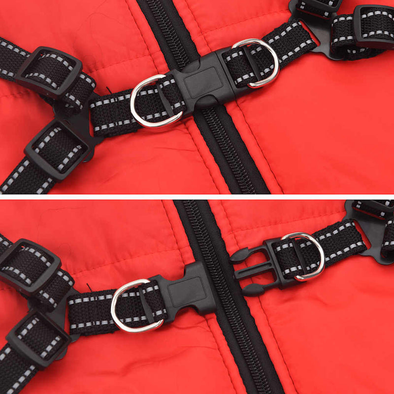 Cappotto Cani Imbracatura Impermeabile Riflettente Rosso L68