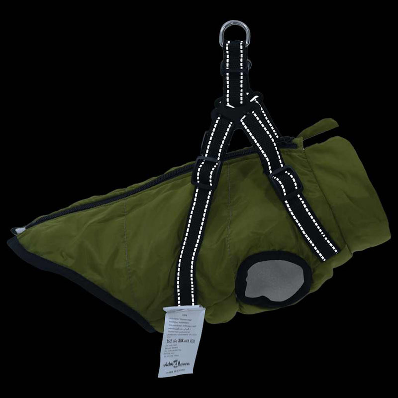 Cappotto Cani Imbracatura Impermeabile Riflettente Verde L32