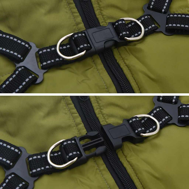 Cappotto Cani Imbracatura Impermeabile Riflettente Verde L36