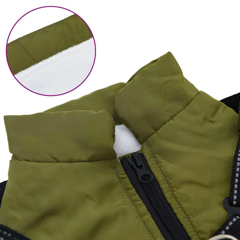 Cappotto Cani Imbracatura Impermeabile Riflettente Verde L40