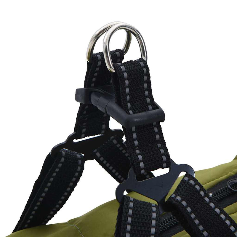 Cappotto Cani Imbracatura Impermeabile Riflettente Verde L40