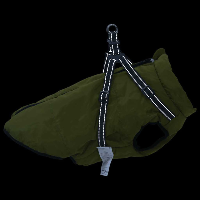 Cappotto Cani Imbracatura Impermeabile Riflettente Verde L44