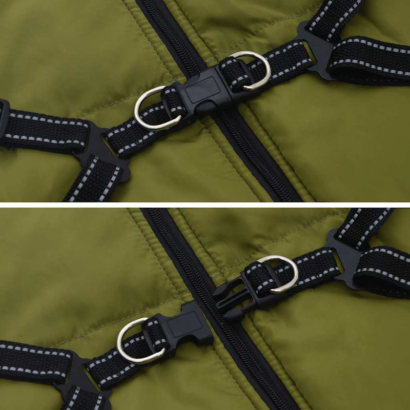 Cappotto Cani Imbracatura Impermeabile Riflettente Verde L44