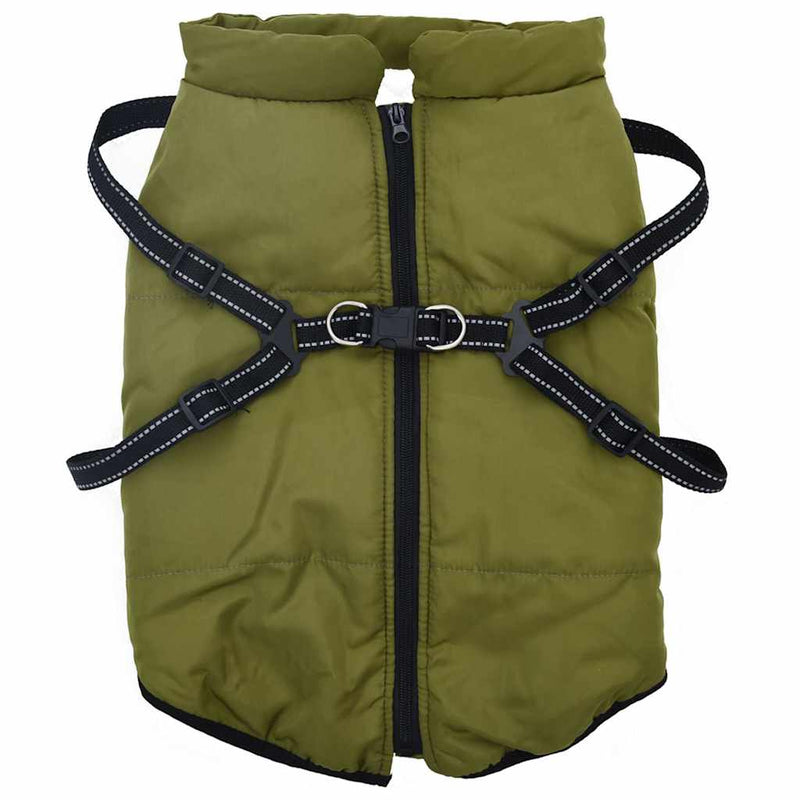 Cappotto Cani Imbracatura Impermeabile Riflettente Verde L68
