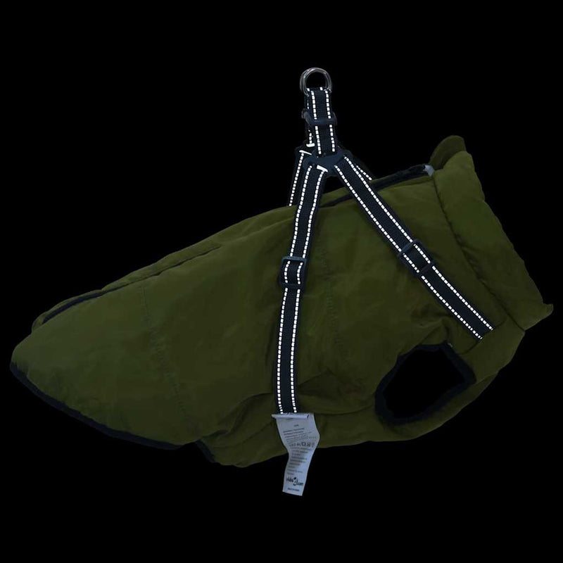 Cappotto Cani Imbracatura Impermeabile Riflettente Verde L68