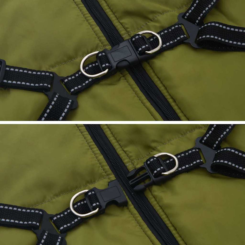 Cappotto Cani Imbracatura Impermeabile Riflettente Verde L68