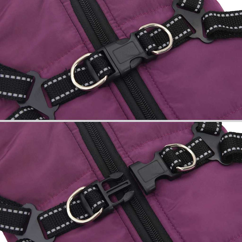 Cappotto Cani Imbracatura Impermeabile Riflettente Viola L28