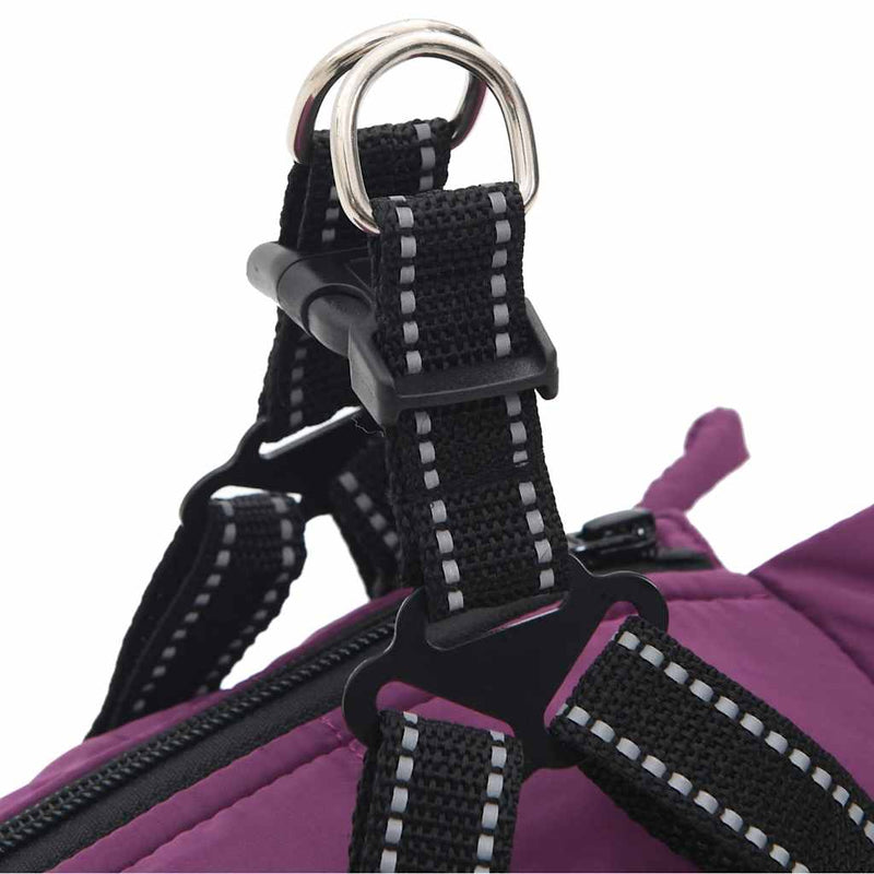 Cappotto Cani Imbracatura Impermeabile Riflettente Viola L28