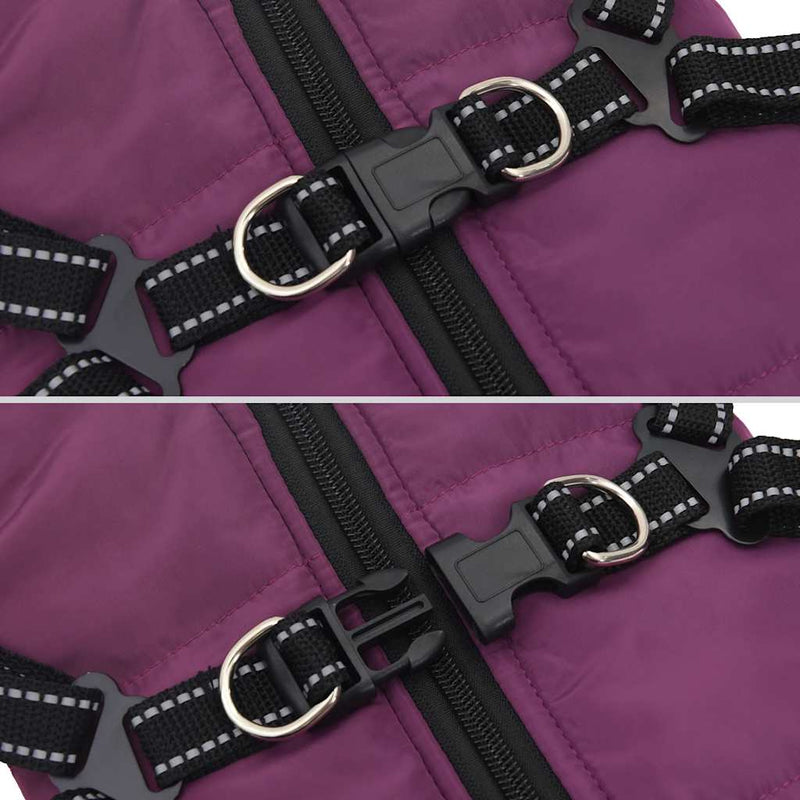 Cappotto Cani Imbracatura Impermeabile Riflettente Viola L32
