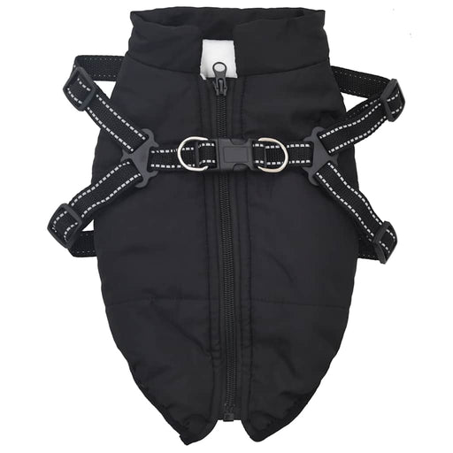 Cappotto Cani con Imbracatura Impermeabile Riflettente Nero L36