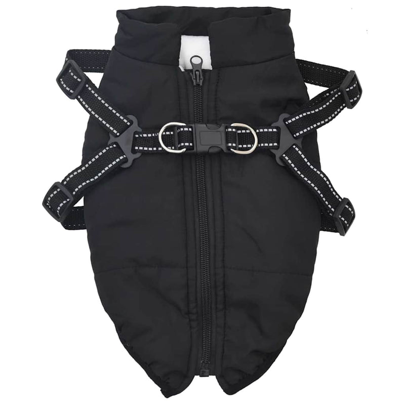Cappotto Cani con Imbracatura Impermeabile Riflettente Nero L40