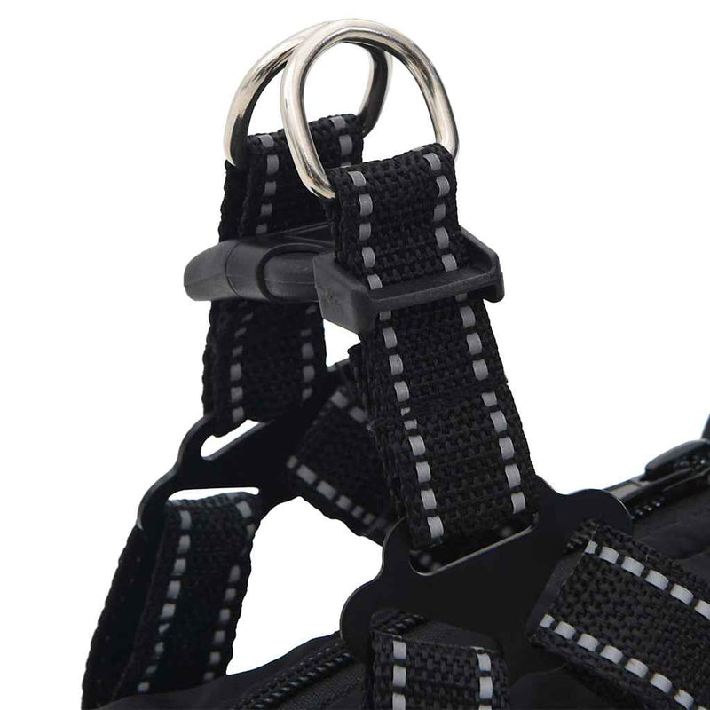 Cappotto Cani con Imbracatura Impermeabile Riflettente Nero L40