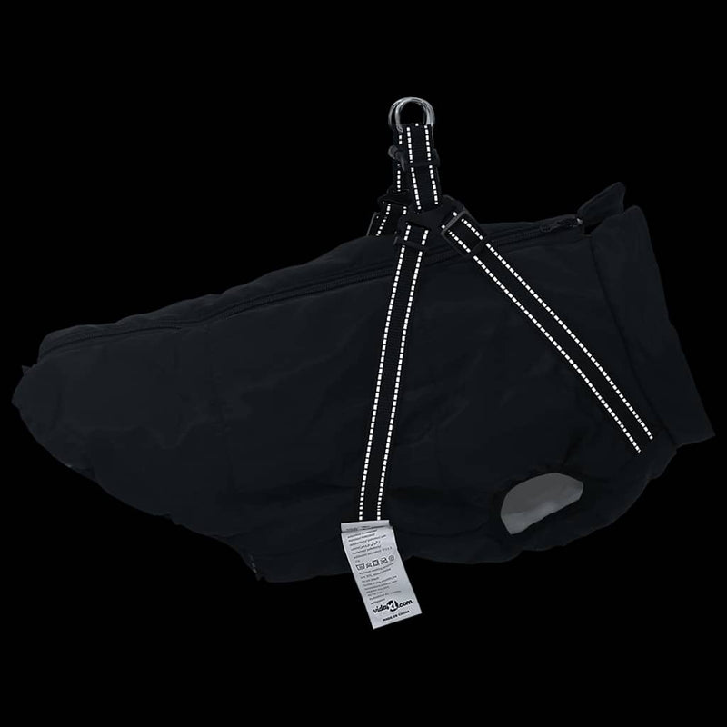 Cappotto Cani con Imbracatura Impermeabile Riflettente Nero L44