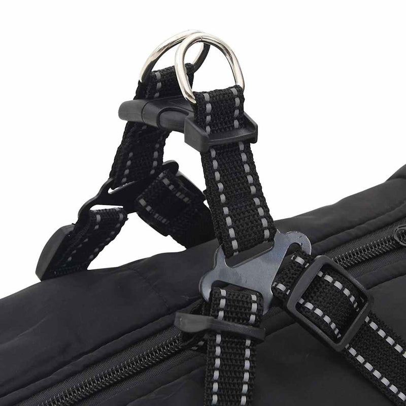 Cappotto Cani con Imbracatura Impermeabile Riflettente Nero L44