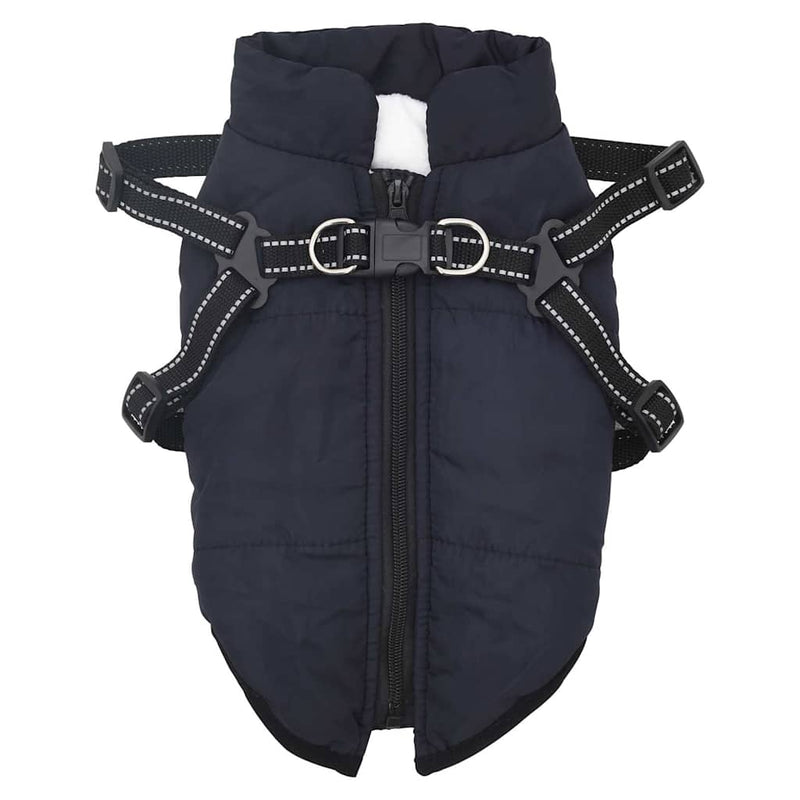 Cappotto Cani Imbracatura Impermeabile Riflettente Blu Navy L40