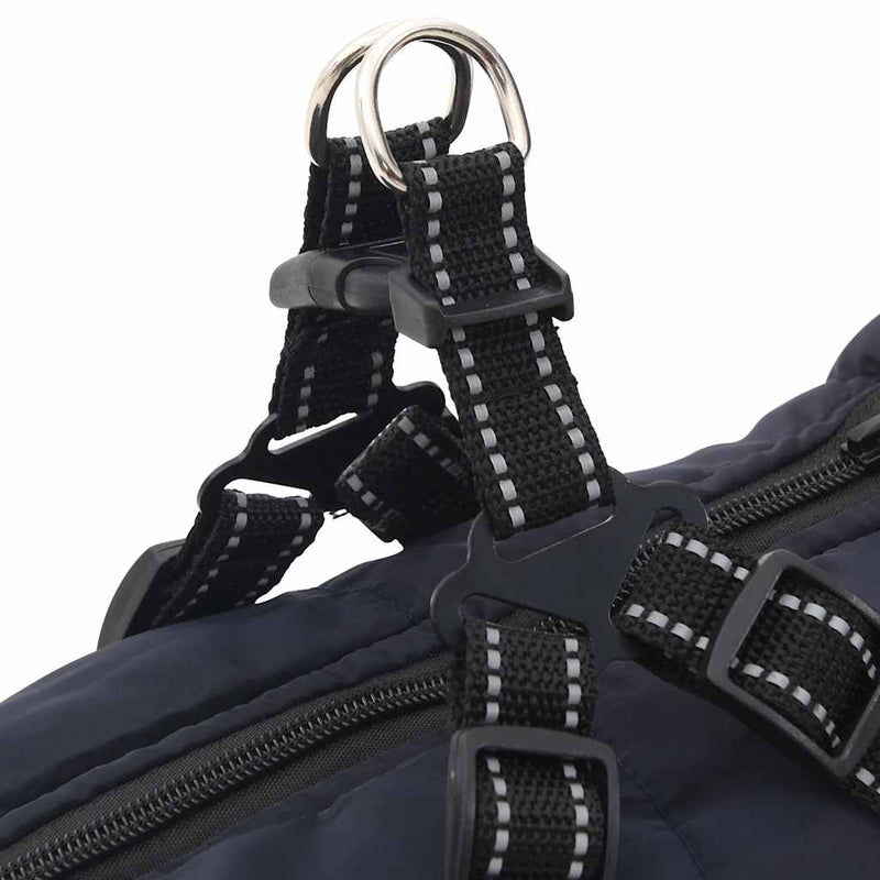 Cappotto Cani Imbracatura Impermeabile Riflettente Blu Navy L44