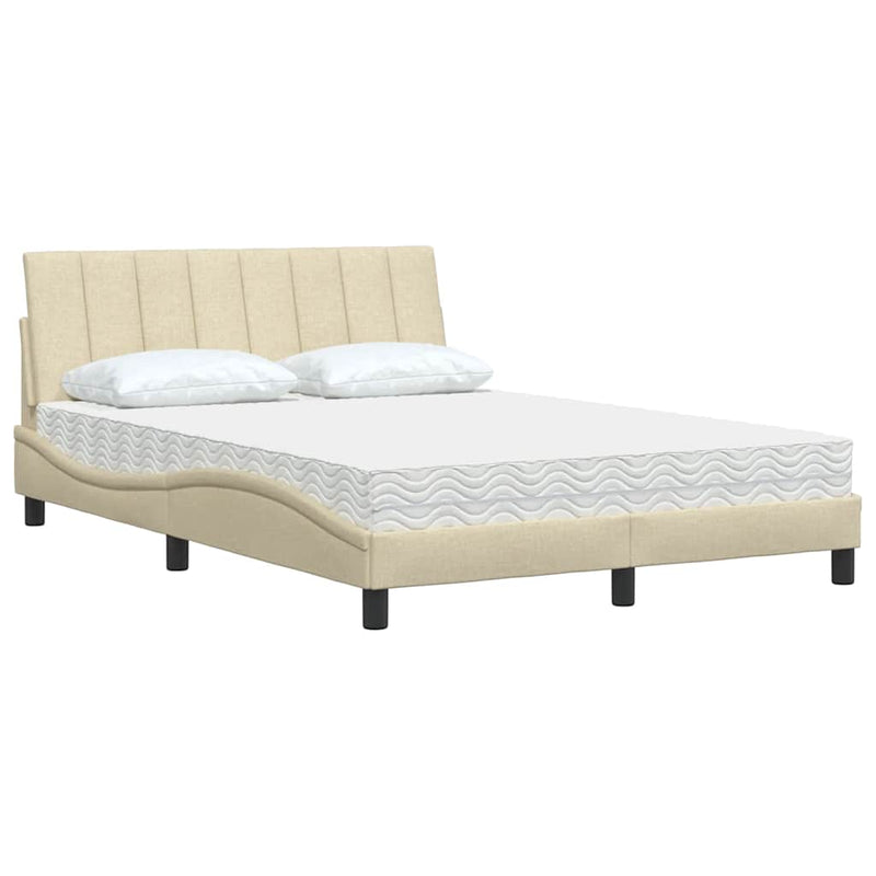 Letto con Materasso Hanko Crema 120x200 cm in Tessuto