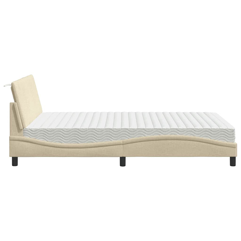 Letto con Materasso Hanko Crema 120x200 cm in Tessuto